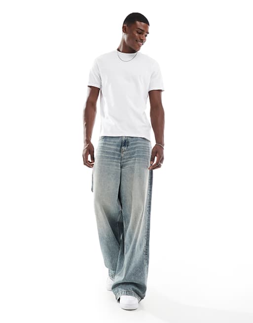 DESIGN Essentials Crew Neck T-shirt With Roll Sleeve In White