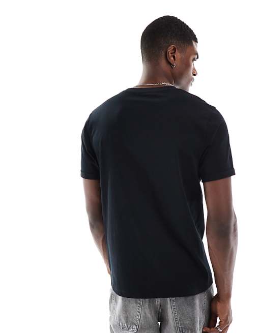 DESIGN Essentials Crew Neck T-shirt With Roll Sleeve In Black
