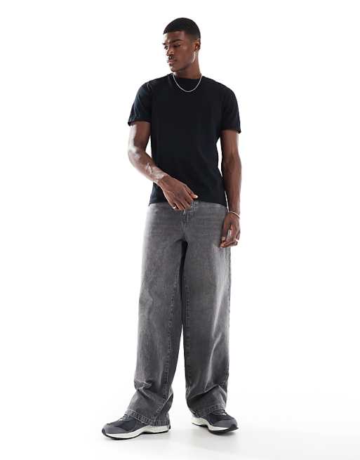 DESIGN Essentials Crew Neck T-shirt With Roll Sleeve In Black