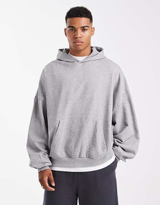DESIGN essentials extreme oversized hoodie in grey marl