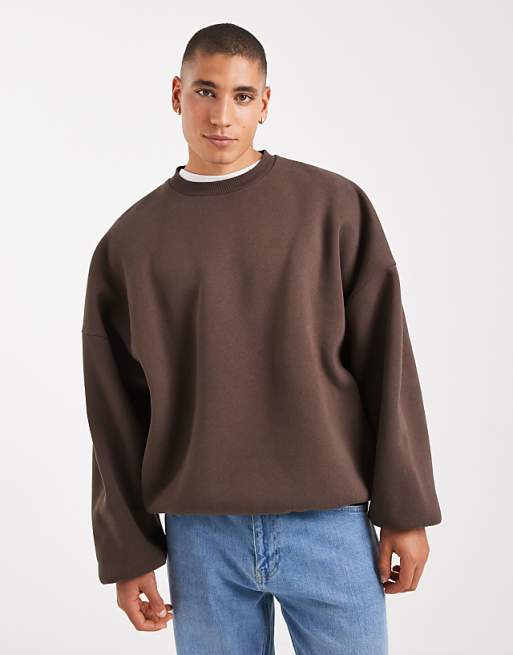 DESIGN essentials extreme oversized sweatshirt in brown