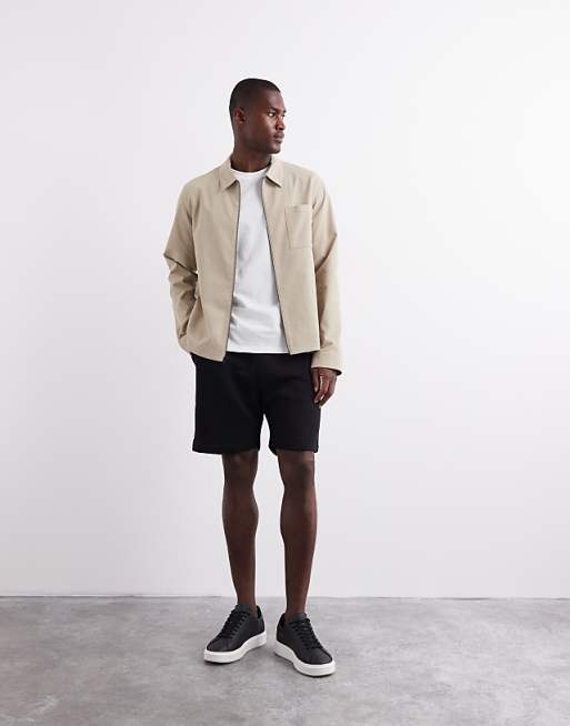 DESIGN essentials mid length slim shorts in black