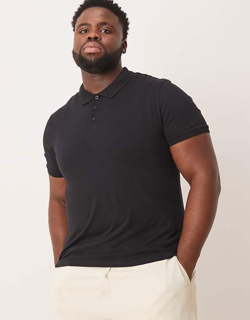 DESIGN Essentials Muscle Fit Polo In Black