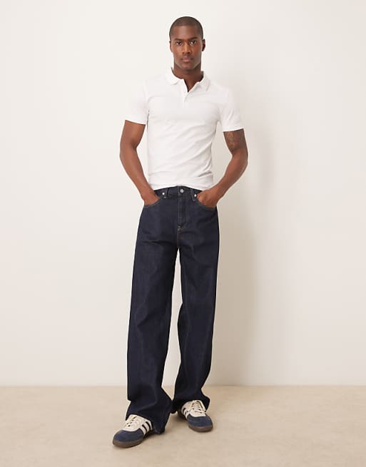 DESIGN Essentials Muscle Fit Polo In White