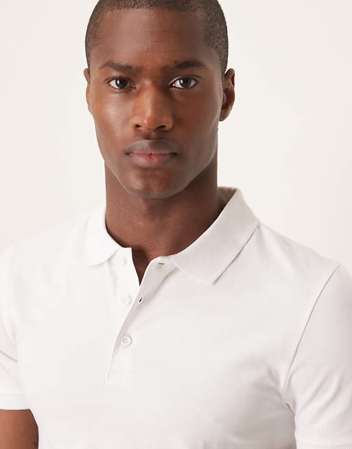 DESIGN Essentials Muscle Fit Polo In White