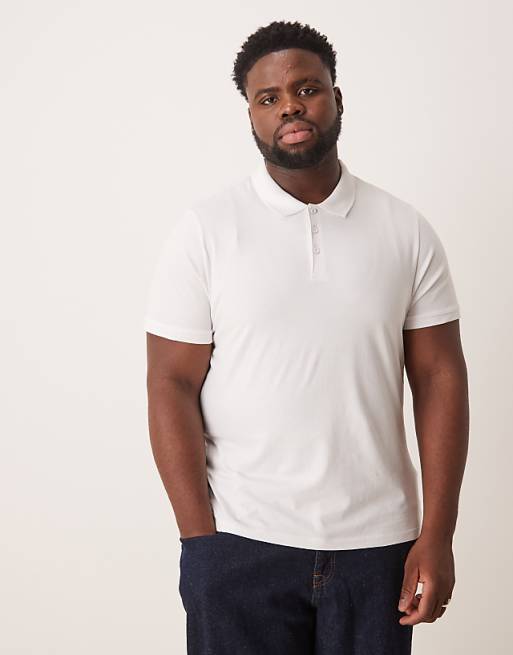 DESIGN Essentials Muscle Fit Polo In White