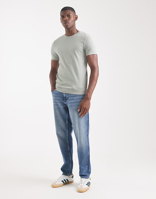 DESIGN Essentials Muscle Fit T-shirt In Light Green Rib