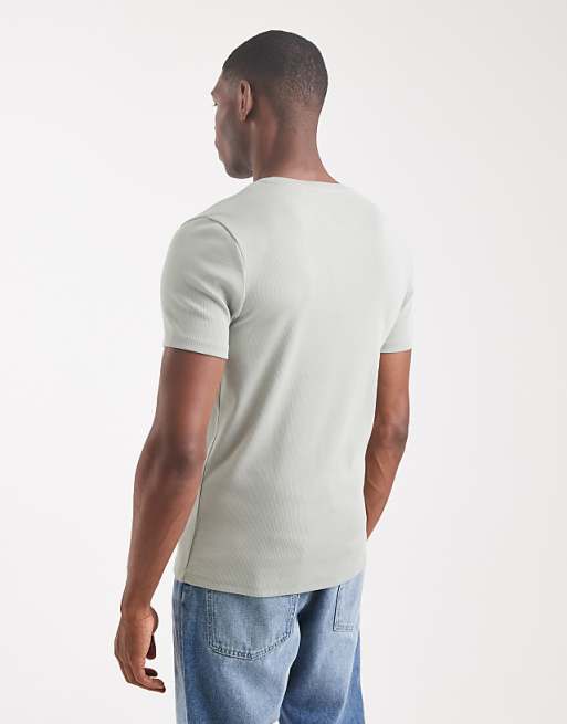 DESIGN Essentials Muscle Fit T-shirt In Light Green Rib