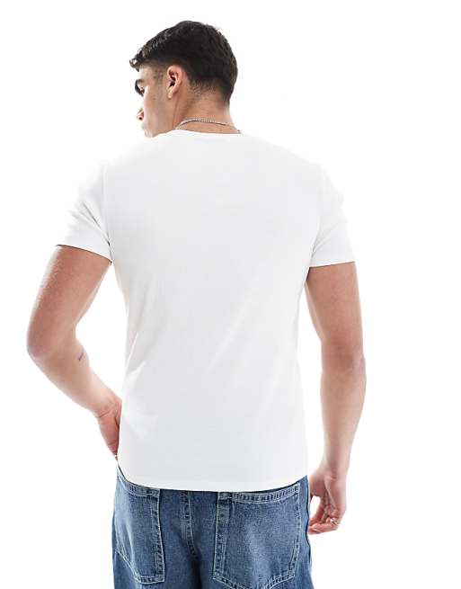 DESIGN Essentials Muscle Fit T-shirt In White Rib