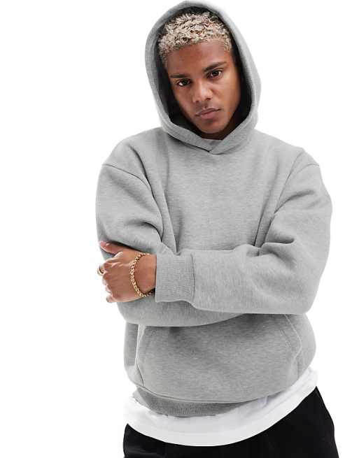 DESIGN essentials oversized boxy hoodie in grey marl