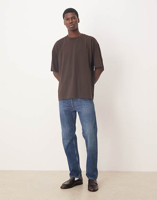 DESIGN Essentials Oversized Crew Neck T-shirt In Brown