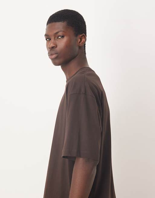 DESIGN Essentials Oversized Crew Neck T-shirt In Brown