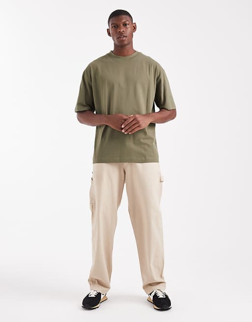DESIGN Essentials Oversized Crew Neck T-shirt In Khaki