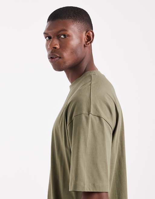 DESIGN Essentials Oversized Crew Neck T-shirt In Khaki