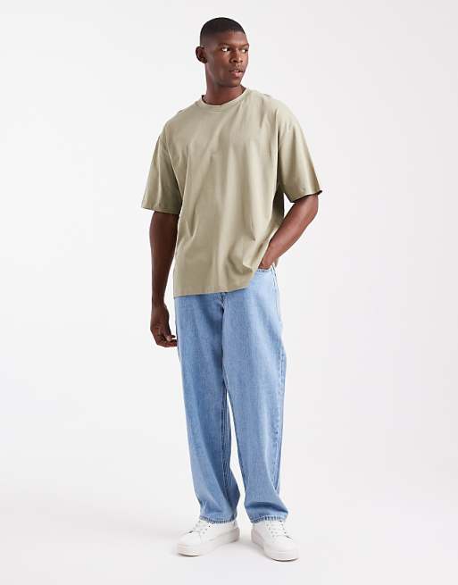 DESIGN Essentials Oversized Crew Neck T-shirt In Khaki