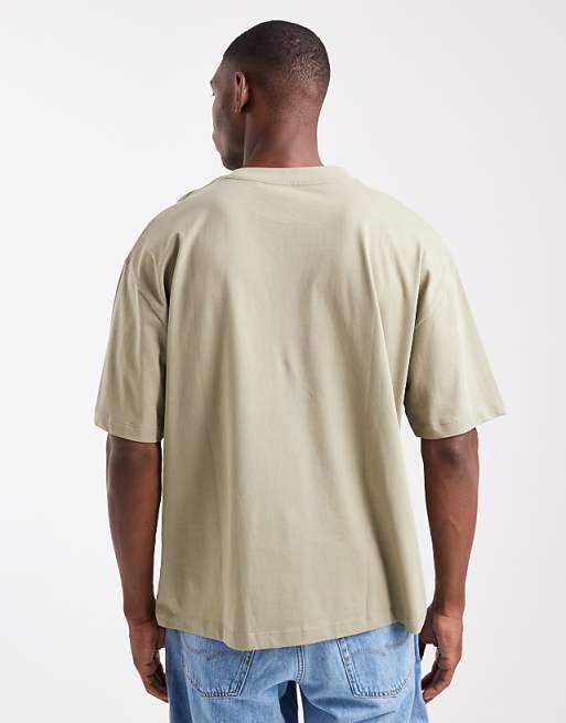 DESIGN Essentials Oversized Crew Neck T-shirt In Khaki