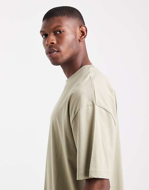 DESIGN Essentials Oversized Crew Neck T-shirt In Khaki