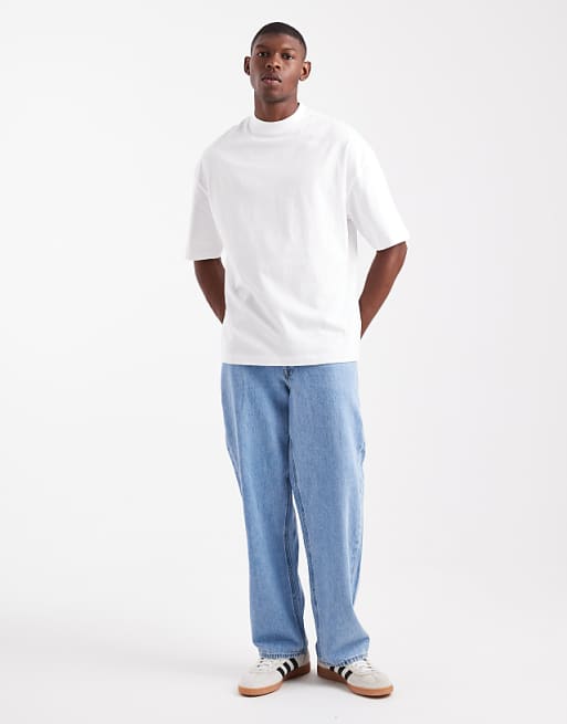 DESIGN Essentials Oversized High Neck T-shirt In White