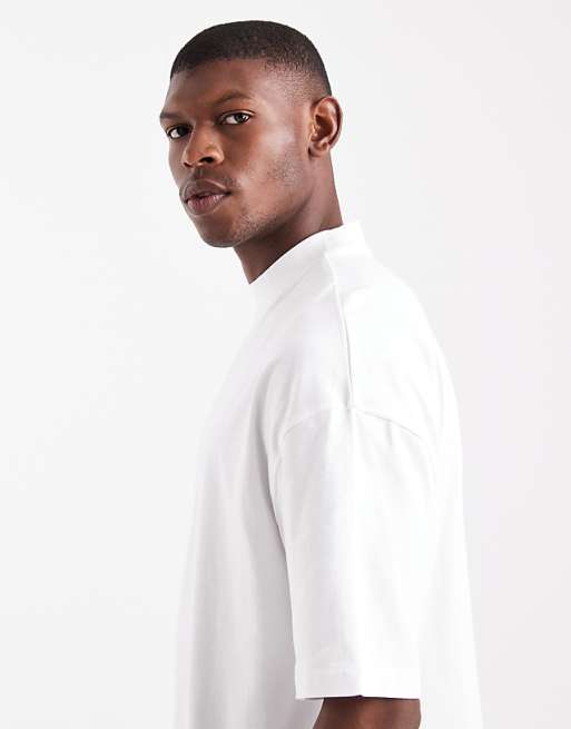 DESIGN Essentials Oversized High Neck T-shirt In White