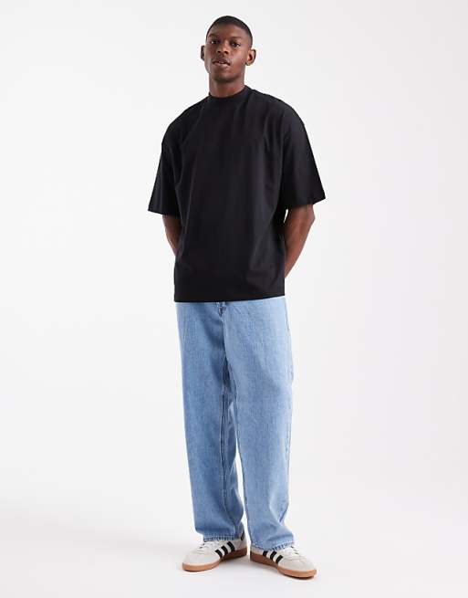 DESIGN Essentials Oversized High Neck T-shirt In Black