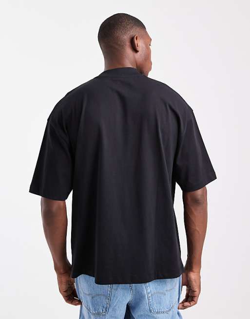 DESIGN Essentials Oversized High Neck T-shirt In Black