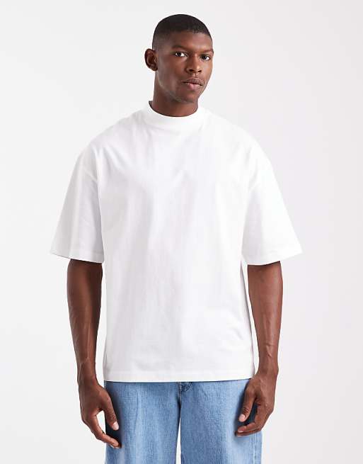 DESIGN Essentials Oversized High Neck T-shirt In White