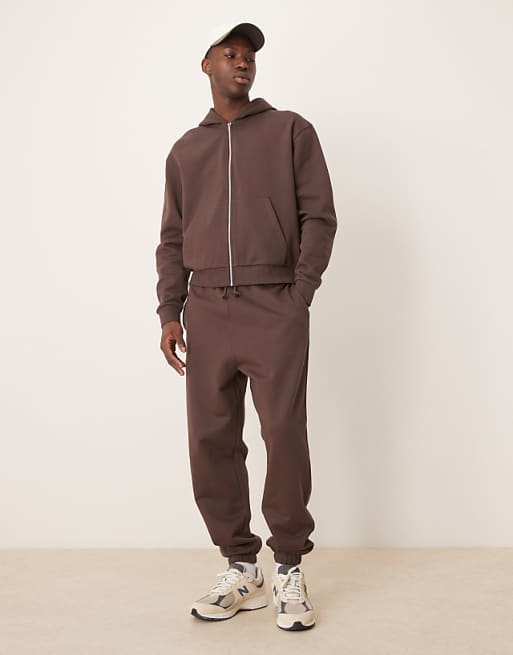 DESIGN essentials oversized joggers in brown