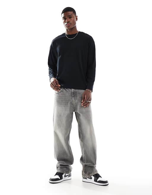 DESIGN Essentials Oversized Long Sleeve T-shirt In Black
