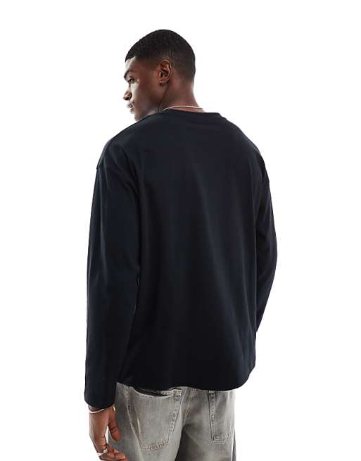 DESIGN Essentials Oversized Long Sleeve T-shirt In Black