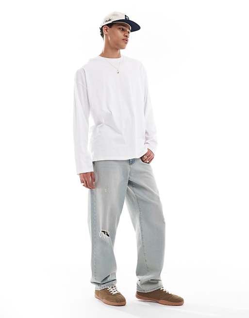 DESIGN Essentials Oversized Long Sleeve T-shirt In White