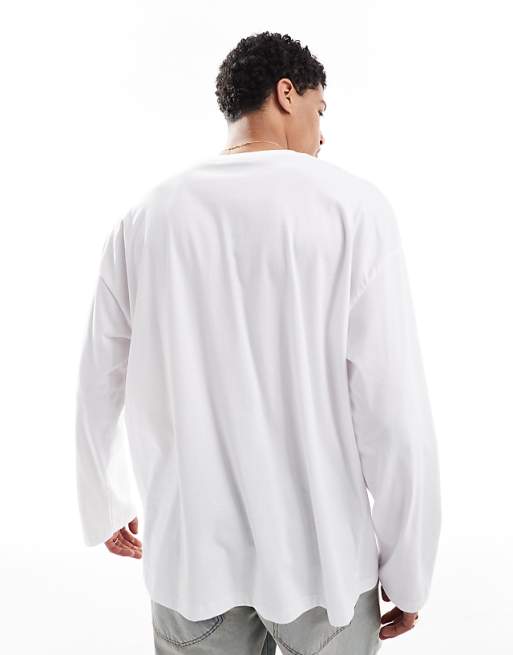 DESIGN Essentials Oversized Long Sleeve T-shirt In White