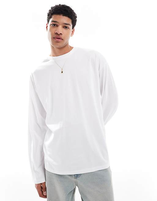 DESIGN Essentials Oversized Long Sleeve T-shirt In White