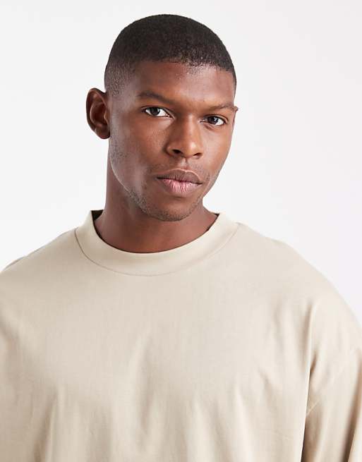 DESIGN Essentials Oversized Long Sleeve T-shirt In Stone