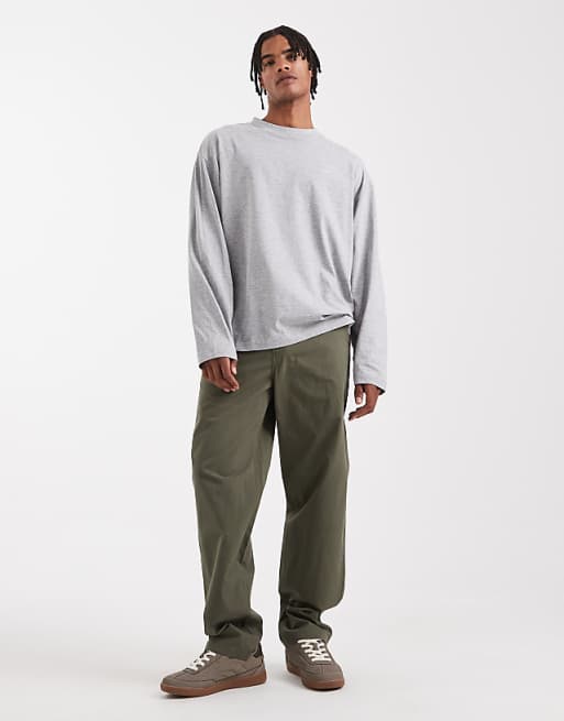 DESIGN Essentials Oversized Long Sleeve T-shirt In Grey Marl