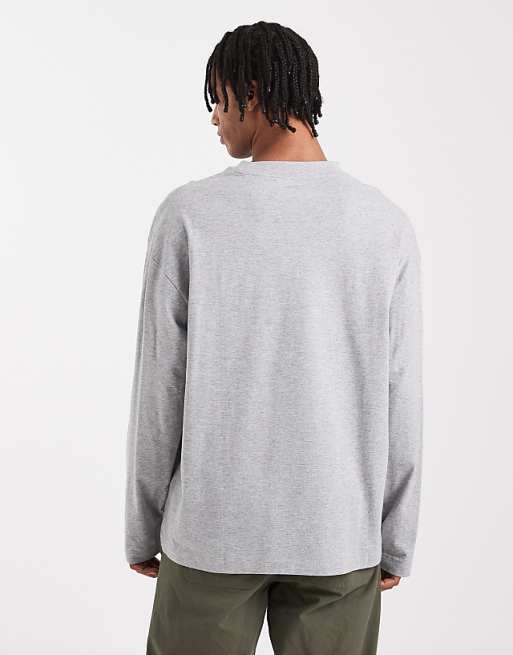 DESIGN Essentials Oversized Long Sleeve T-shirt In Grey Marl