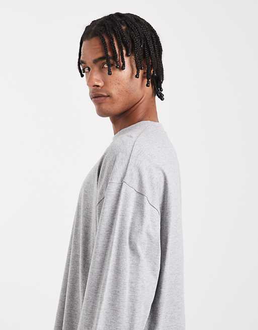 DESIGN Essentials Oversized Long Sleeve T-shirt In Grey Marl