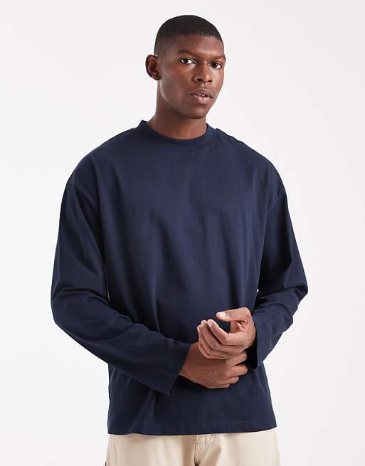DESIGN Essentials oversized long sleeve t-shirt in navy