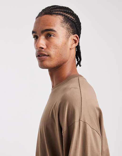 DESIGN Essentials Oversized Long Sleeve T-shirt In Brown