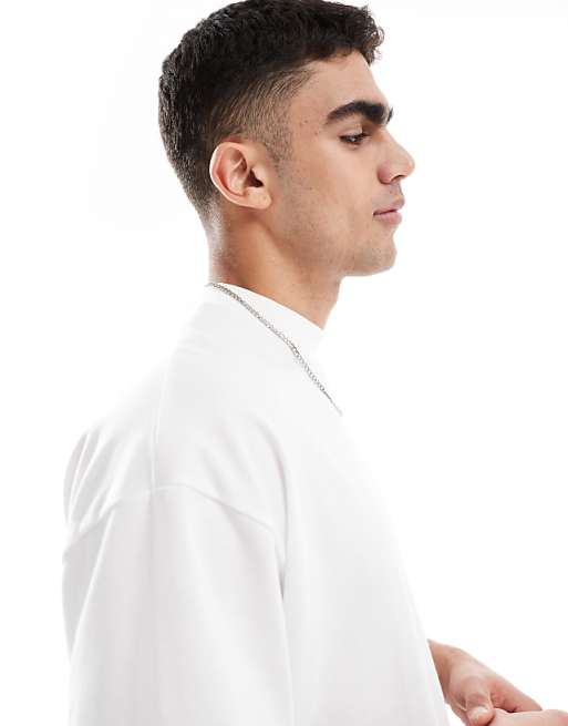 DESIGN Essentials Oversized T-shirt With High Neck In White
