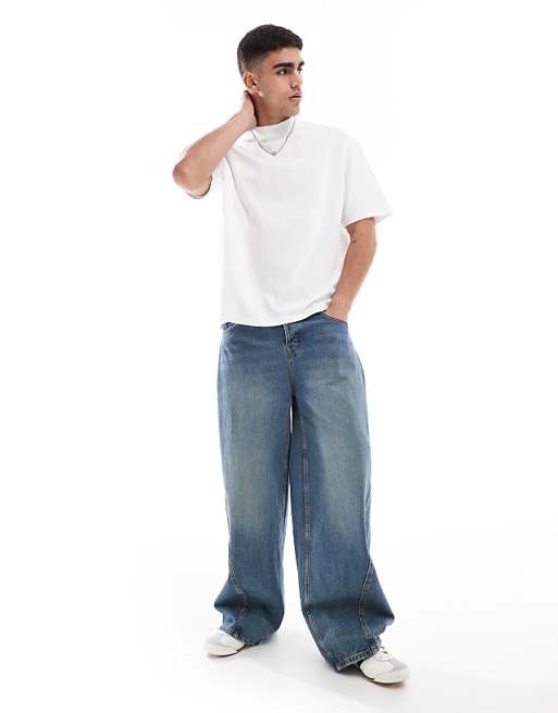 DESIGN Essentials Oversized T-shirt With High Neck In White