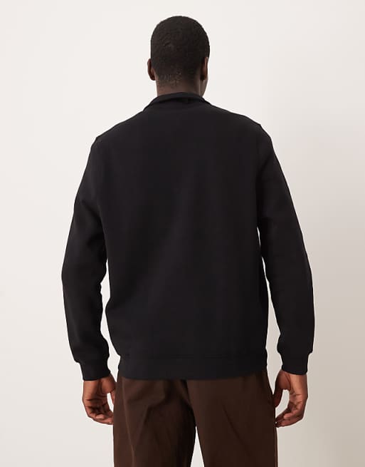 DESIGN Essentials Quarter Zip Sweatshirt In Black
