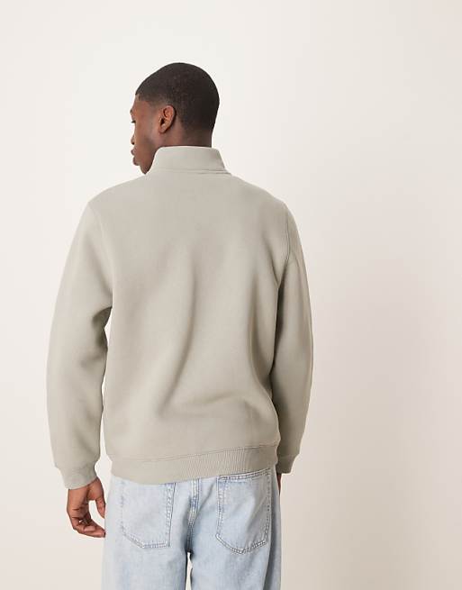 DESIGN Essentials Quarter Zip Sweatshirt In Sage