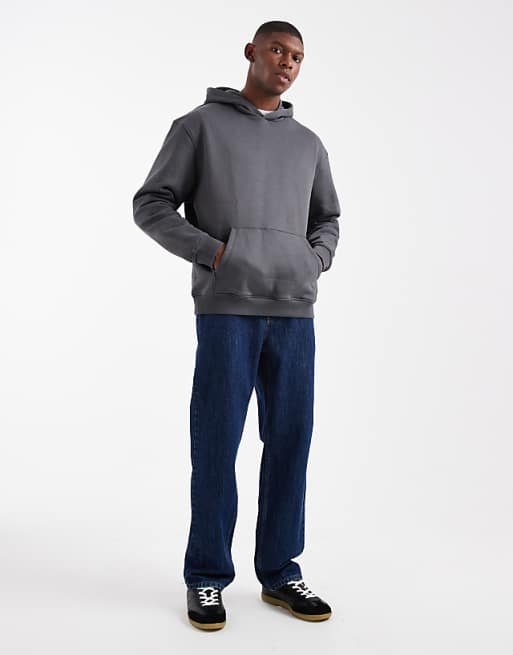 DESIGN Essentials Relaxed Fit Hoodie In Charcoal