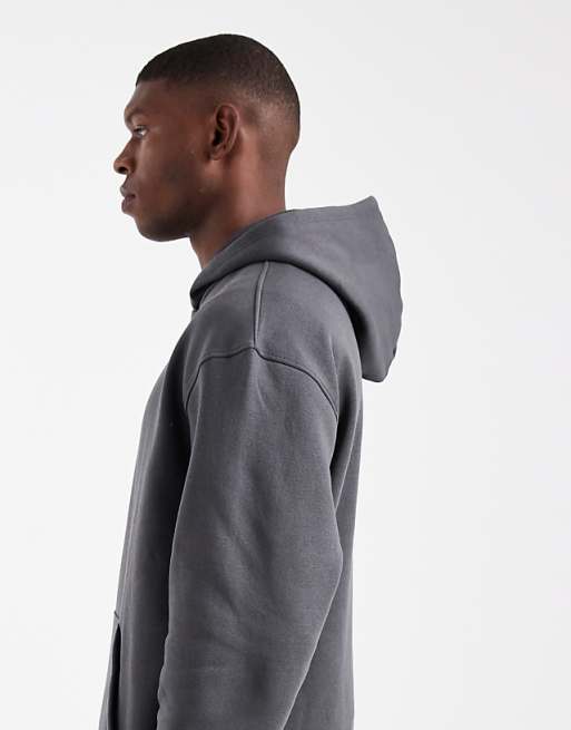 DESIGN Essentials Relaxed Fit Hoodie In Charcoal