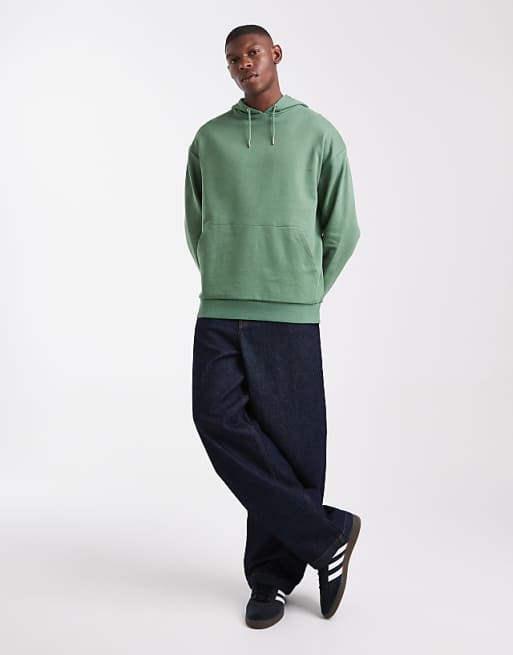 DESIGN Essentials Relaxed Fit Hoodie In Dark Green