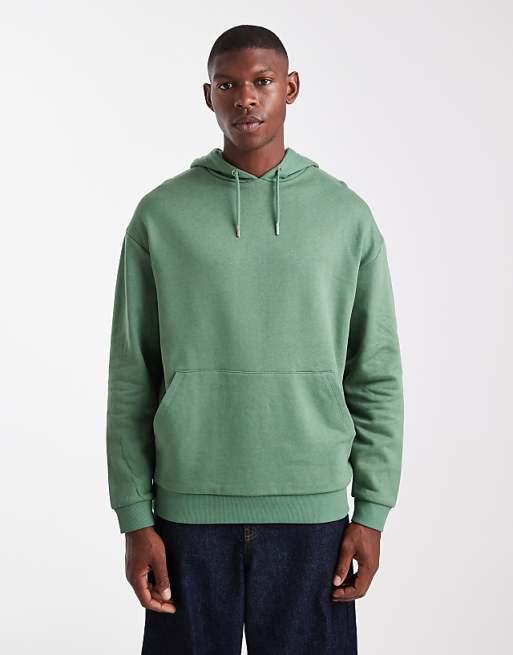 DESIGN essentials relaxed fit hoodie in dark green