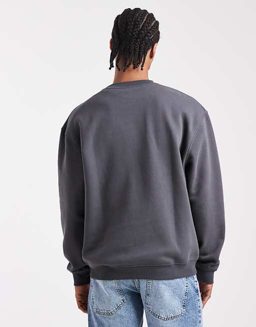 DESIGN Essentials Relaxed Fit Sweatshirt In Charcoal