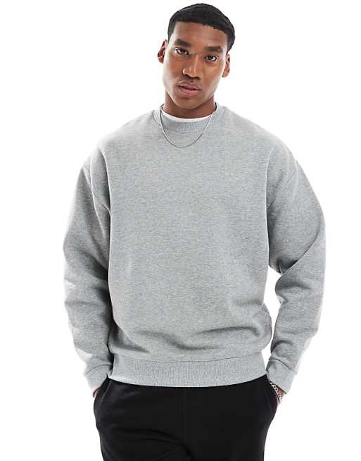 DESIGN Essentials Relaxed Fit Sweatshirt In Grey Marl