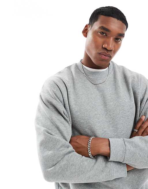 DESIGN essentials relaxed fit sweatshirt in grey marl
