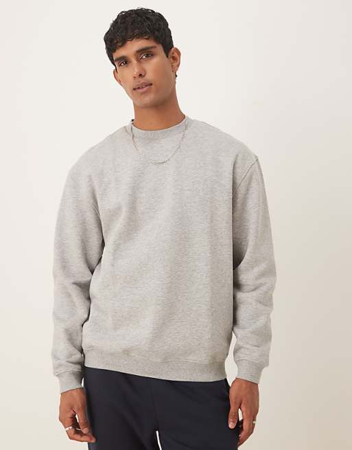 DESIGN Essentials Relaxed Fit Sweatshirt In Grey Marl